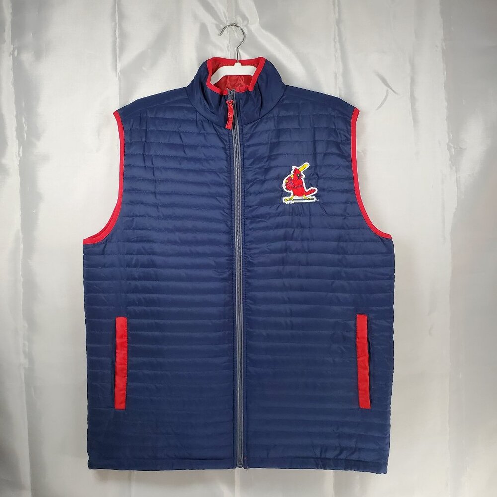 St Louis Cardinals Puffer Vest Lightweight Full Zip Bayer SGA Blue Adult Sz XL